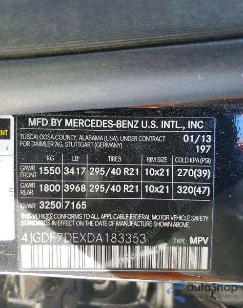 2013 Mercedes-Benz Gl 550 4Matic z USA, uszkodzony, nr VIN 4JGDF7DEXDA183353